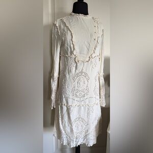 Scotch & Soda Amsterdams Blauw Ivory Broderie Anglaise Eyelet Dress Cottagecore
